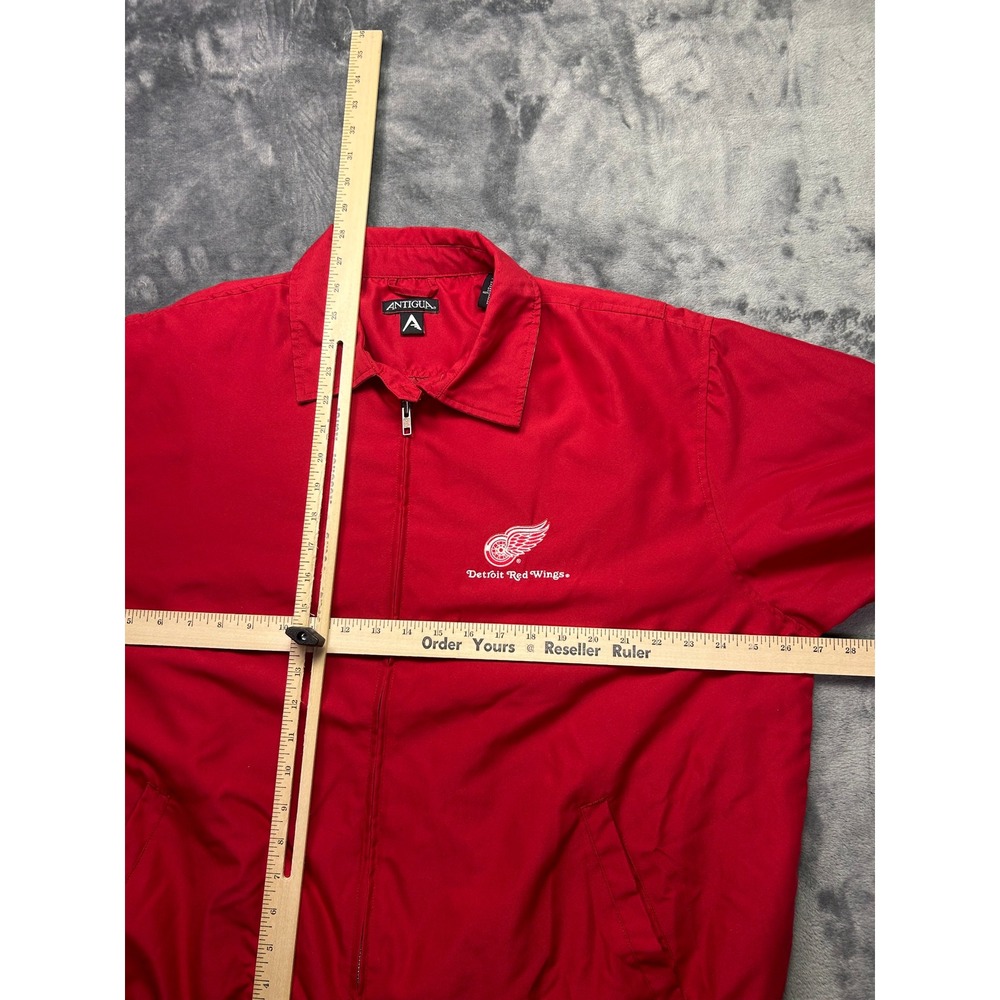 VTG Antigua Detroit Red Wings Mens L Red Full Zip Windbreaker Jacket NHL Hockey - Picture 5 of 7